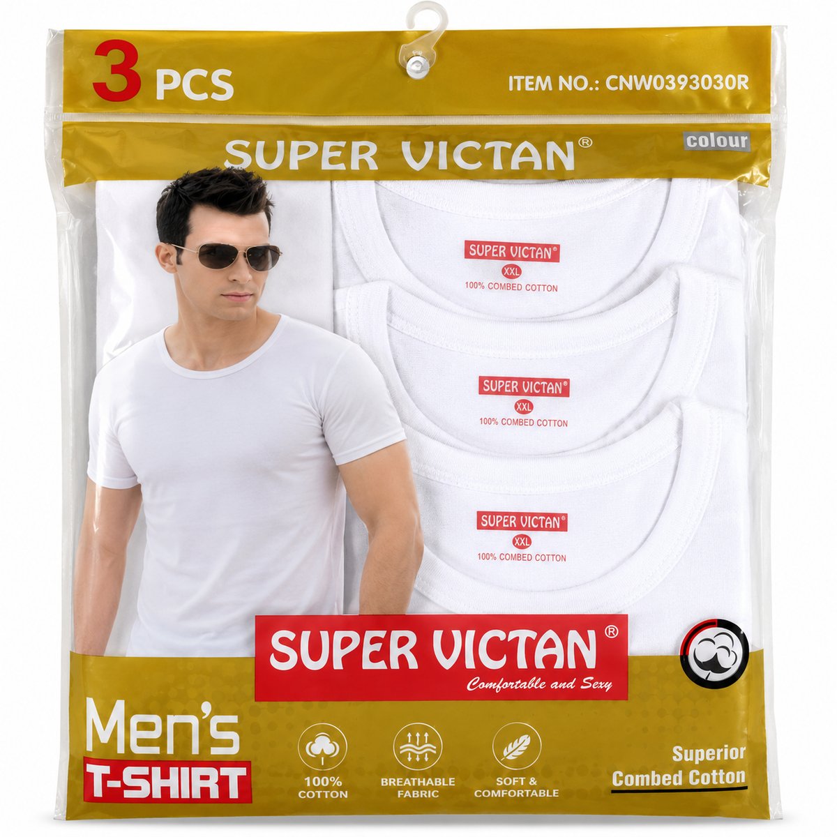 Super Victan Men’s Round Neck T-Shirt 3-in-1 Pack