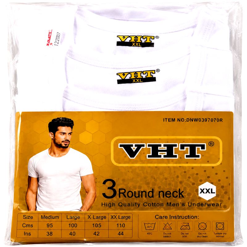 VHT Men’s Round Neck Cotton Undershirt 3-in-1 Pack